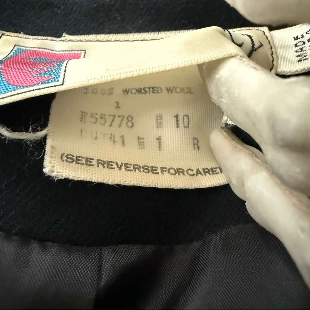 💀 SOLD 💀 Vintage 80s Black Worsted Wool Single Button Blazer by Prophecy ~ Small - Picture 7 of 8